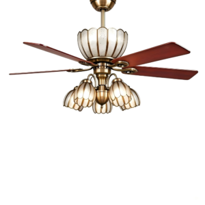 Decorative Ceiling Fan - Antique Bronze, Floral Lampshade